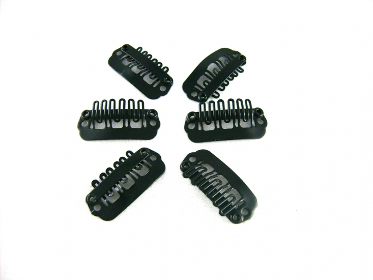 50pcs clip/snap clips for hair extensions/wig/weft 24mm #Black - Click Image to Close