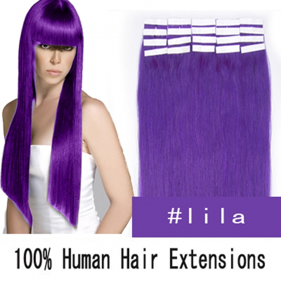 16"18"20"22"24" 20pcs/set Straight Tape in Remy Human Hair Extensions #Lila - Click Image to Close