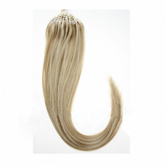 14"16"18"20"22"24"26"100pcs/Set Micro Ring Loop Hair Remy Human Hair Extensions #M18/613 - Click Image to Close