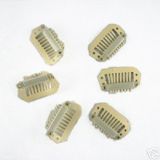 30pcs clip/snap clips for hair extensions/wig/weft 28mm Blonde - Click Image to Close