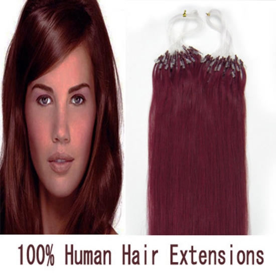 14"16"18"20"22"24"26"100pcs/Set Micro Ring Loop Hair Remy Human Hair Extensions #Bug - Click Image to Close