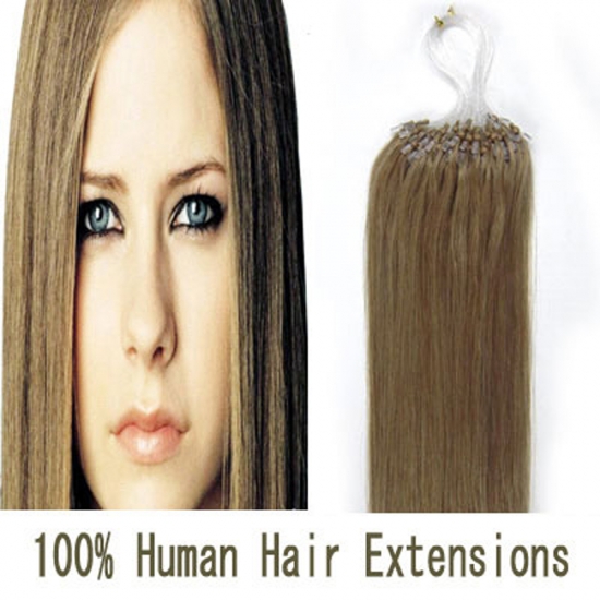 14"16"18"20"22"24"26"100pcs/Set Micro Ring Loop Hair Remy Human Hair Extensions #16 Strawberry blonde - Click Image to Close