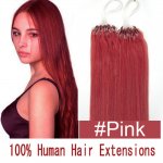 14"16"18"20"22"24"26"100pcs/Set Micro Ring Loop Hair Remy Human Hair Extensions #Pink