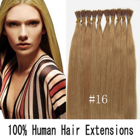 16"18"20"22"24"100pcs/Set Stick Tip Hair I Tip Remy Human Hair Extensions #16 Strawberry blonde - Click Image to Close