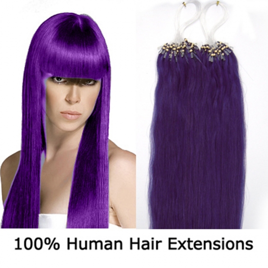 14"16"18"20"22"24"26"100pcs/Set Micro Ring Loop Hair Remy Human Hair Extensions #Lila - Click Image to Close