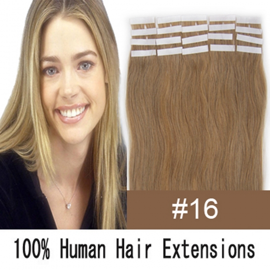 16"18"20"22"24" 20pcs/set Straight Tape in Remy Human Hair Extensions #16 Strawberry blonde - Click Image to Close