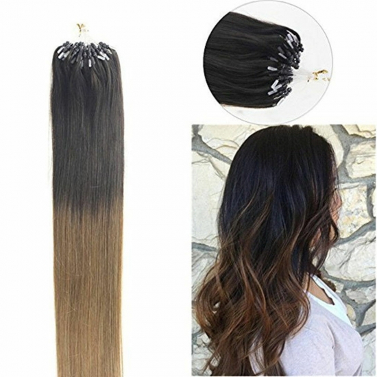 14"16"18"20"22"24"26"100pcs/Set Micro Ring Loop Hair Remy Human Hair Extensions #T2/12 - Click Image to Close