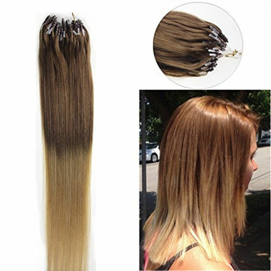 14"16"18"20"22"24"26"100pcs/Set Micro Ring Loop Hair Remy Human Hair Extensions #T6/20 - Click Image to Close