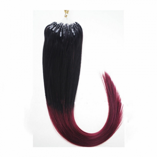 14"16"18"20"22"24"26"100pcs/Set Micro Ring Loop Hair Remy Human Hair Extensions #T1/Purple - Click Image to Close